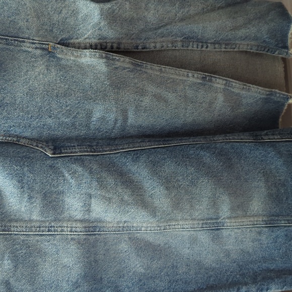 Free People Denim Midi Skirt High Slit Raw Hem 100% Cotton Women's Size 24" NEW - Picture 4 of 6